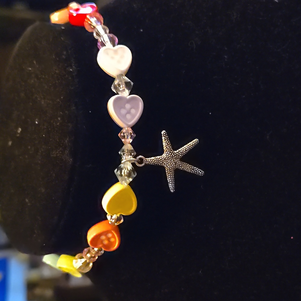 Colorful Heart Button Choker